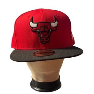 New Era 59Fifty NBA Chicago Bulls Hat Red/Black  Snapback Hat Cap, Size 7 528